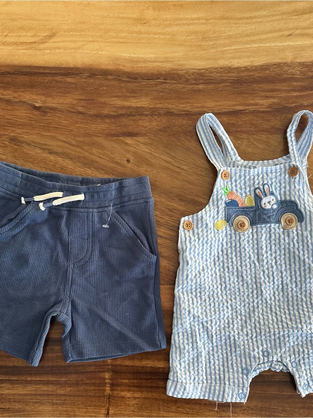 Baby Boys Blue Striped Overalls Matching Set - Picture 7 of 7